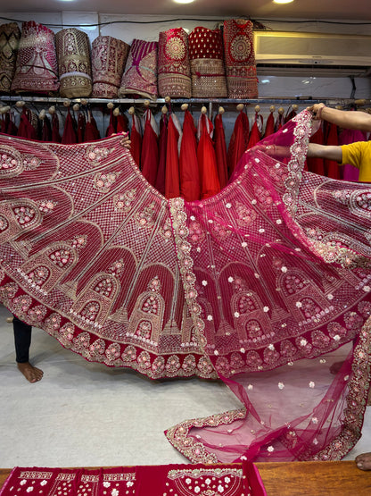 Designer Red Handwork Lehenga