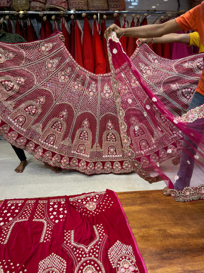 Designer Red Handwork Lehenga