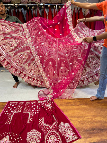 Designer Red Handwork Lehenga