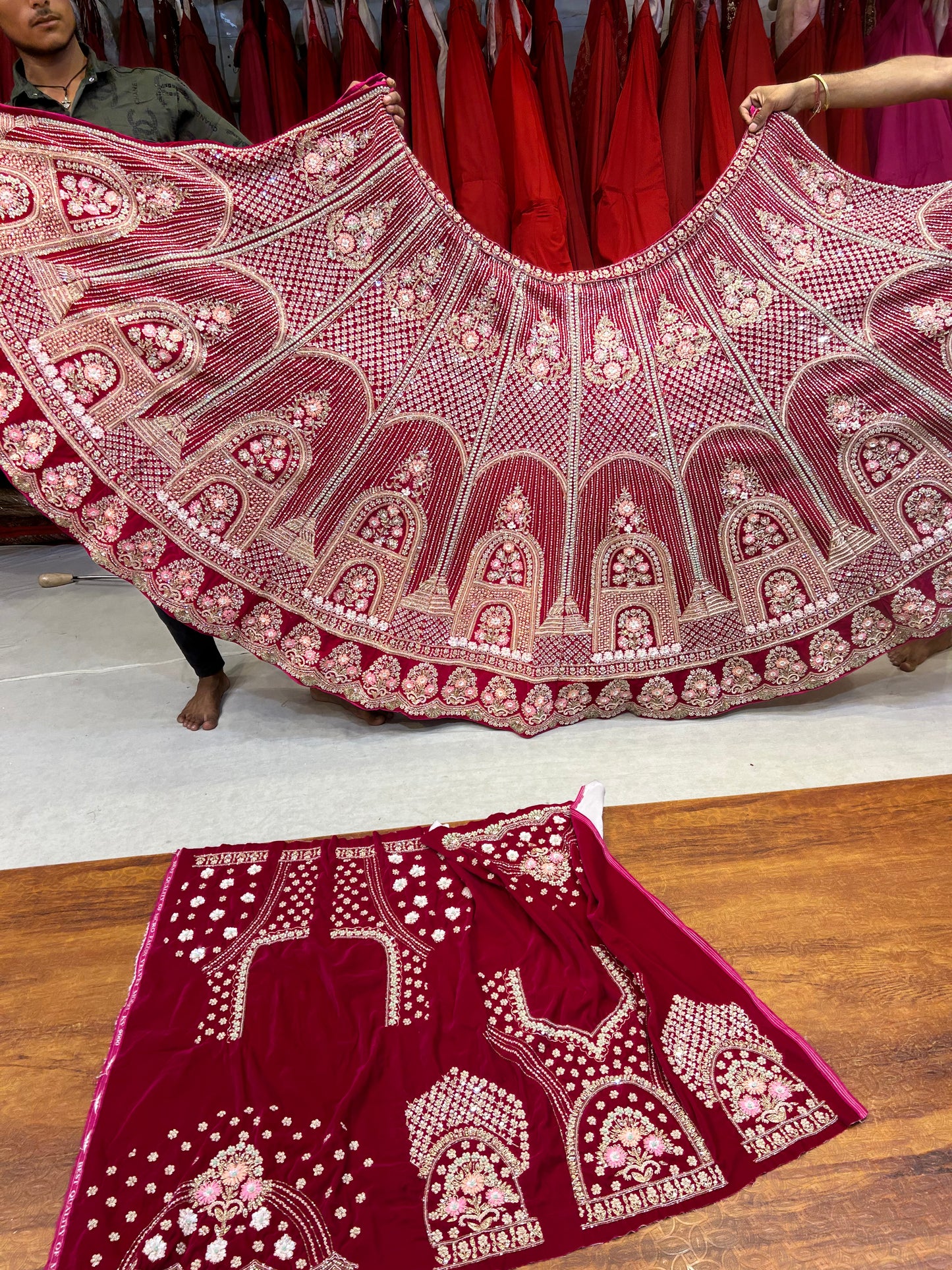 Designer Red Handwork Lehenga