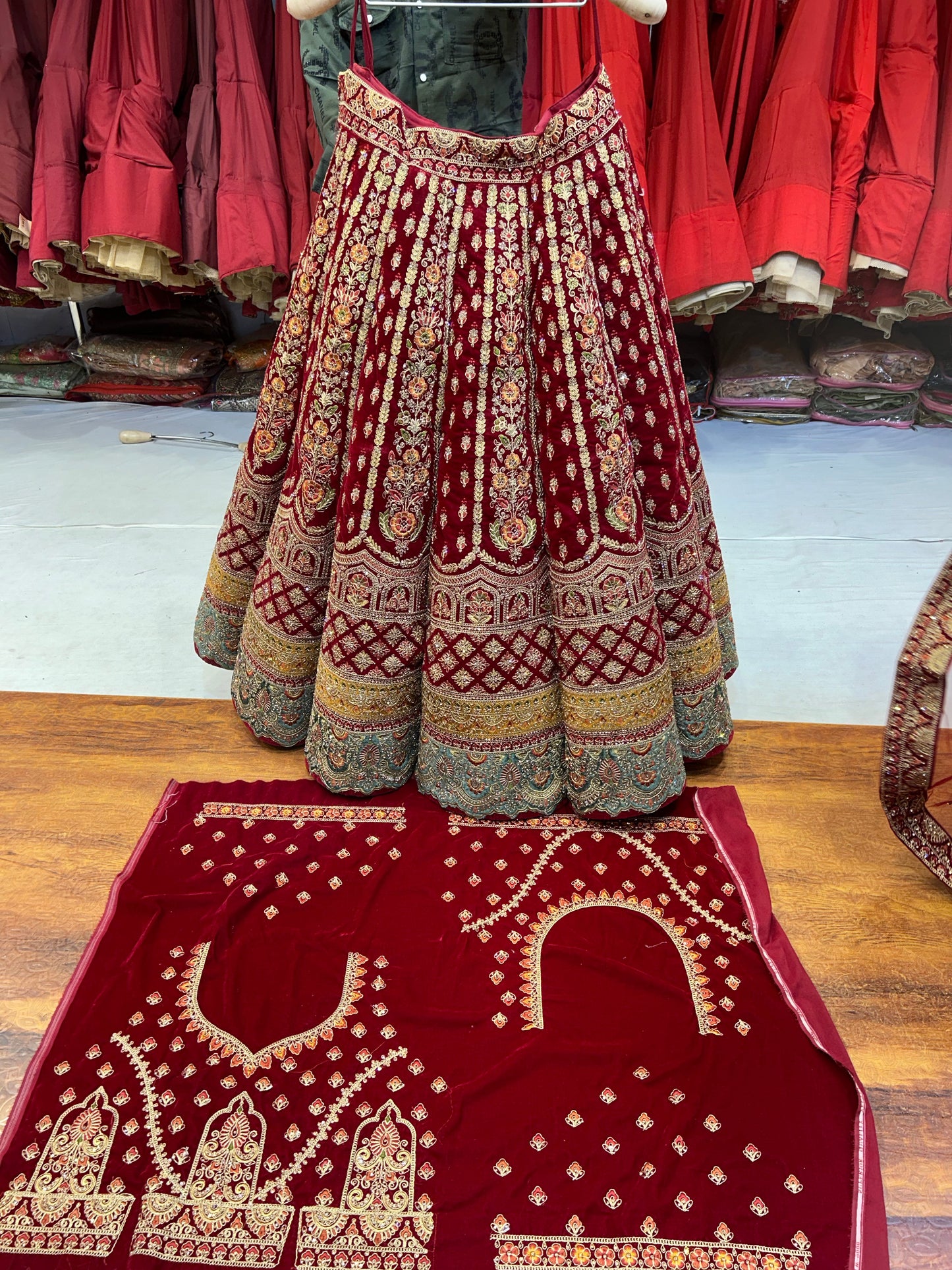 Stylish Red Ball Maroon Lehenga �