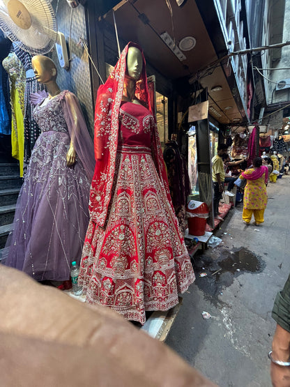 Pure Handwork Heavy Red Lehenga  😍