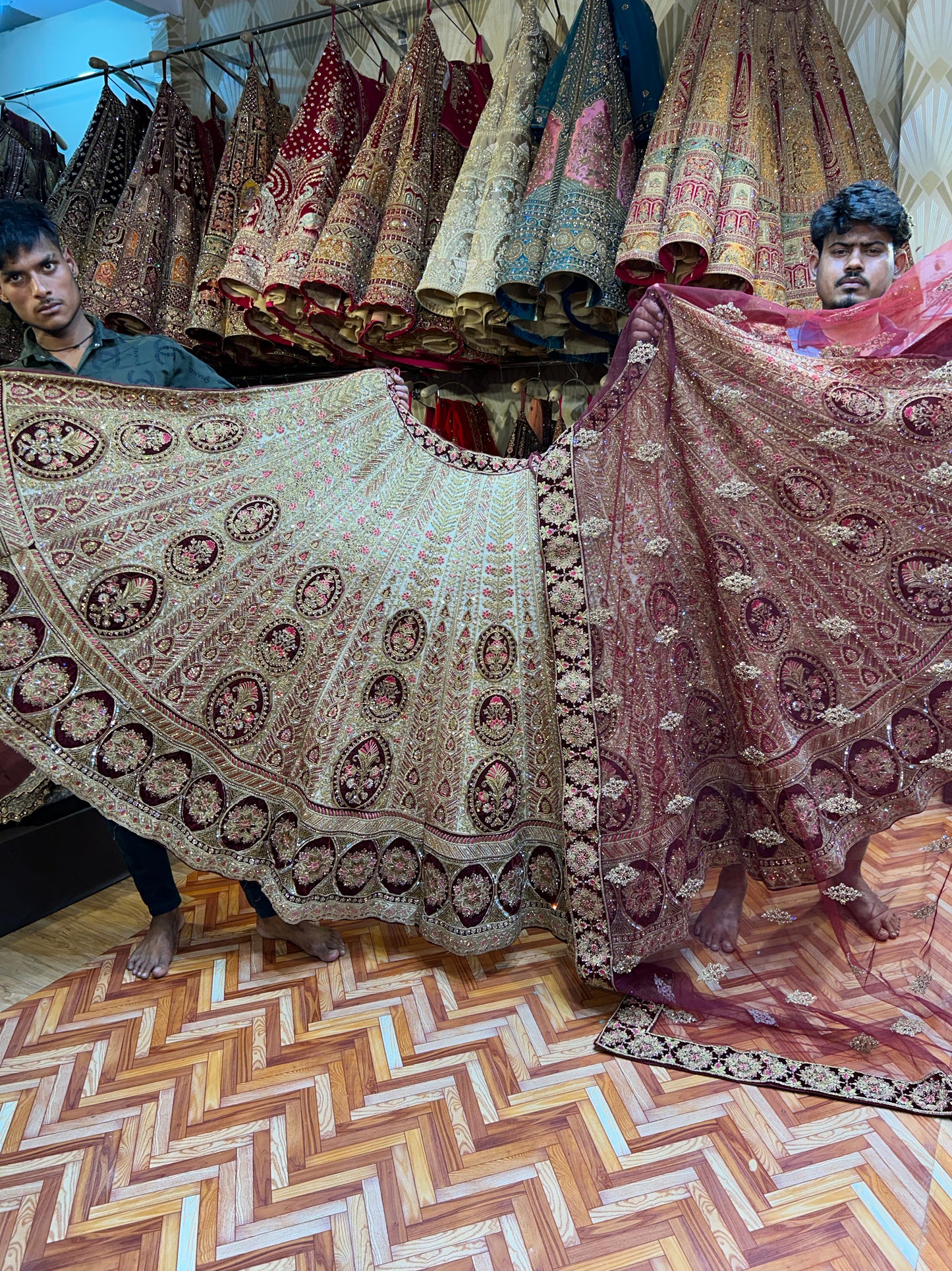 Majestic ivory white maroon Lehenga 🥰