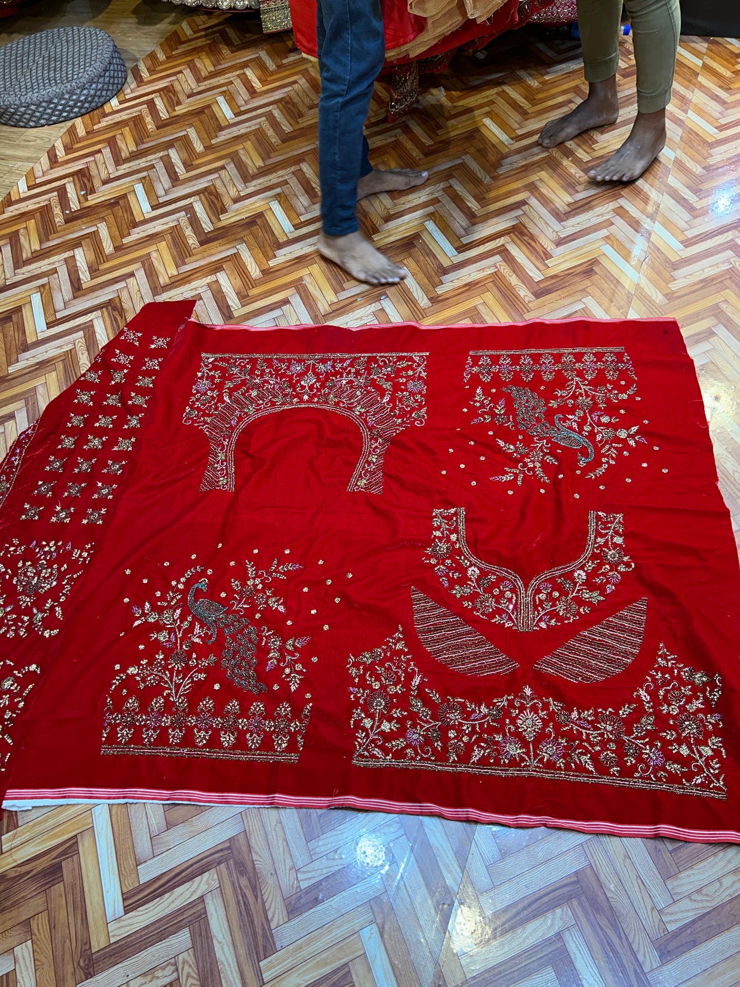 Majestic ivory white maroon Lehenga 🥰