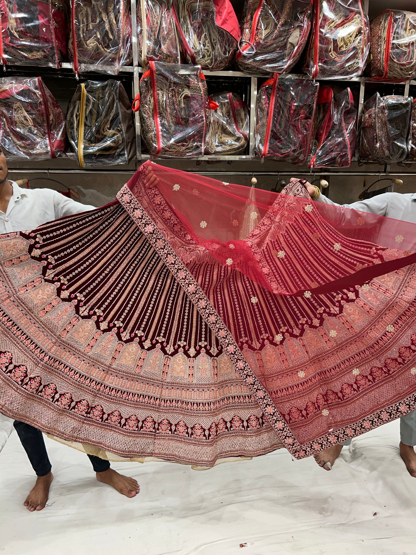 Fantástica lehenga granate ❤️