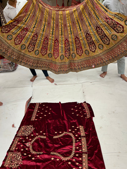 Double Dupatta Awesome Red mustard Lehenga