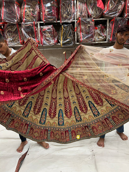 Double Dupatta Stylish Red Lehenga