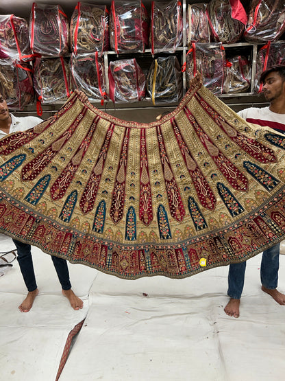 Double Dupatta Stylish Red Lehenga