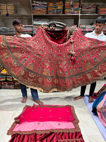 Lovely Red Pink Double Dupatta Lehenga