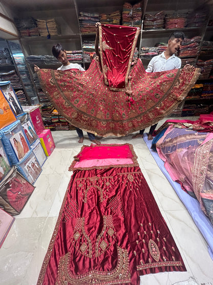 Lovely Red Pink Double Dupatta Lehenga