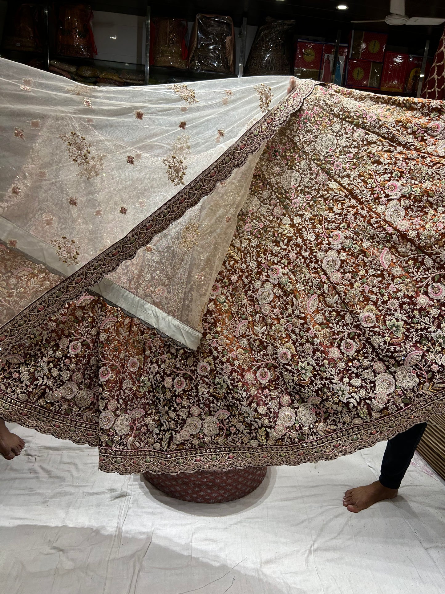 Lovely white purple double shade Lehenga