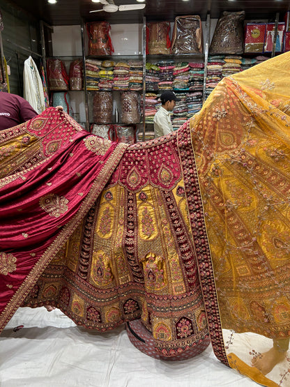 Stunning Double dupatta Mustard Lehenga  🥰