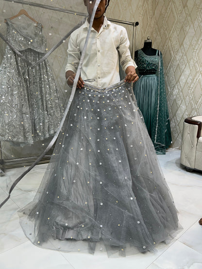 Gorgeous grey Lehenga crop top dress