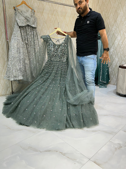 Fabulous green Grey gown