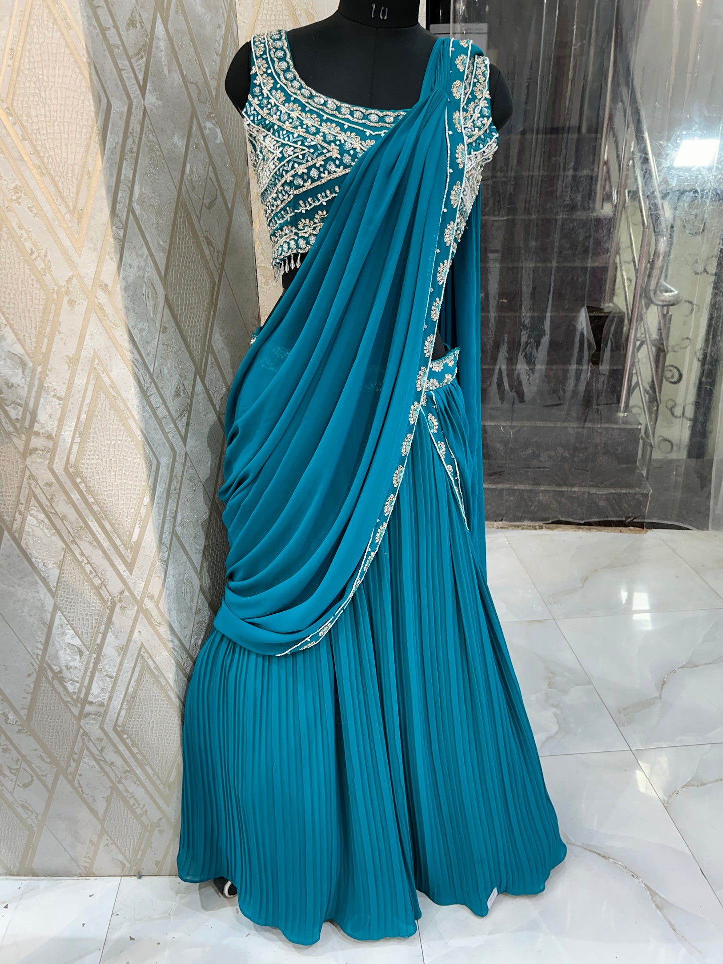 Lovely blue Ready to wear Saree