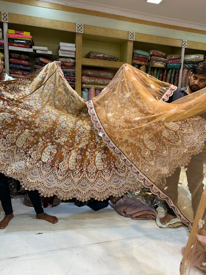 Awesome Orange mustard Peacock lehenga  🥰