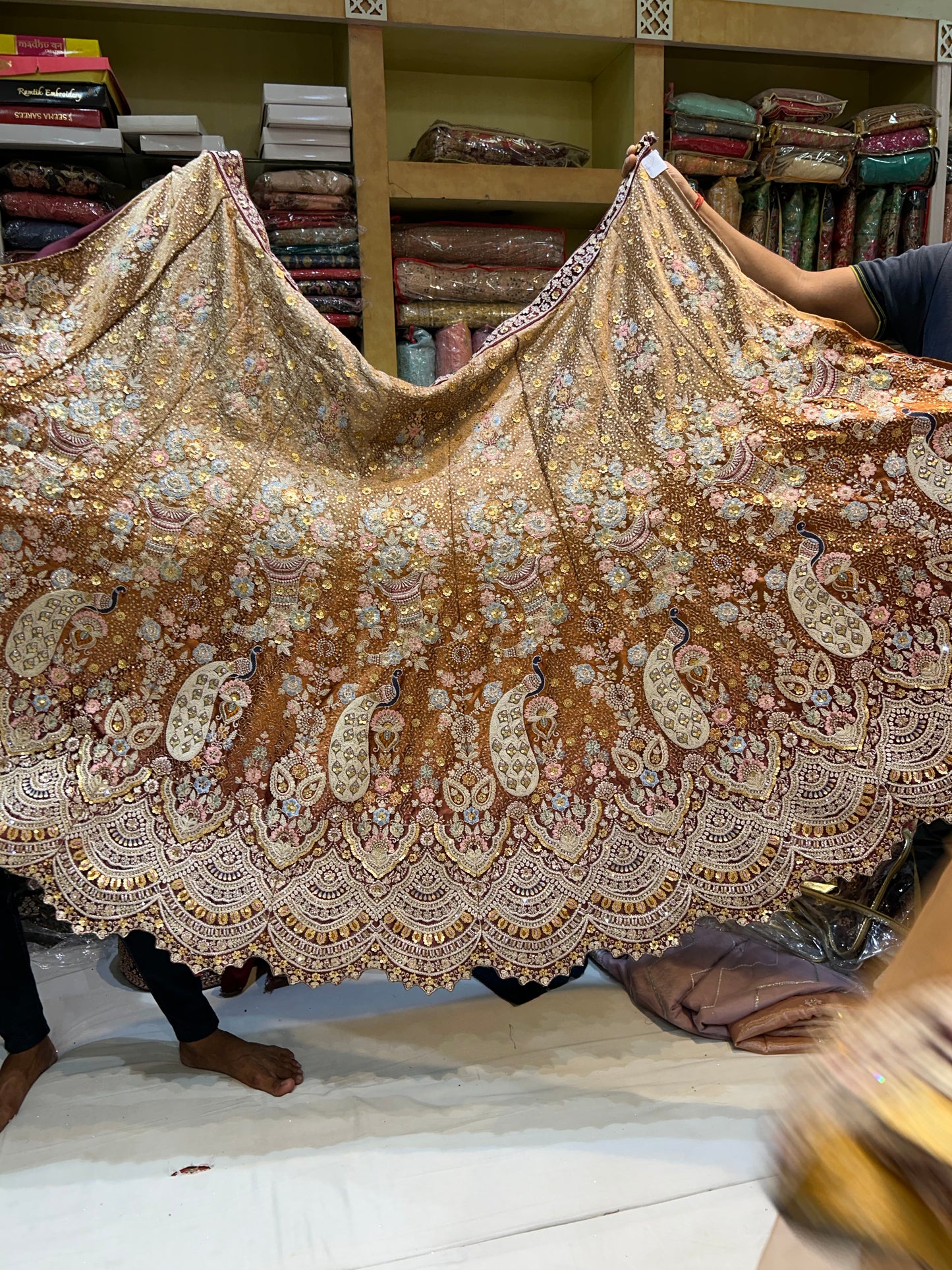 Awesome Orange mustard Peacock lehenga  🥰