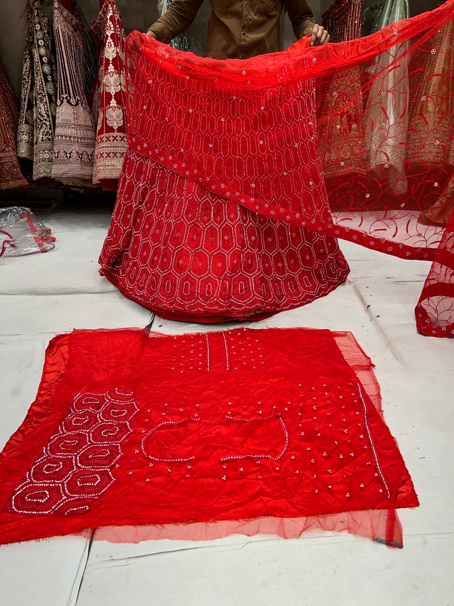 Tremendous red partywear lehenga