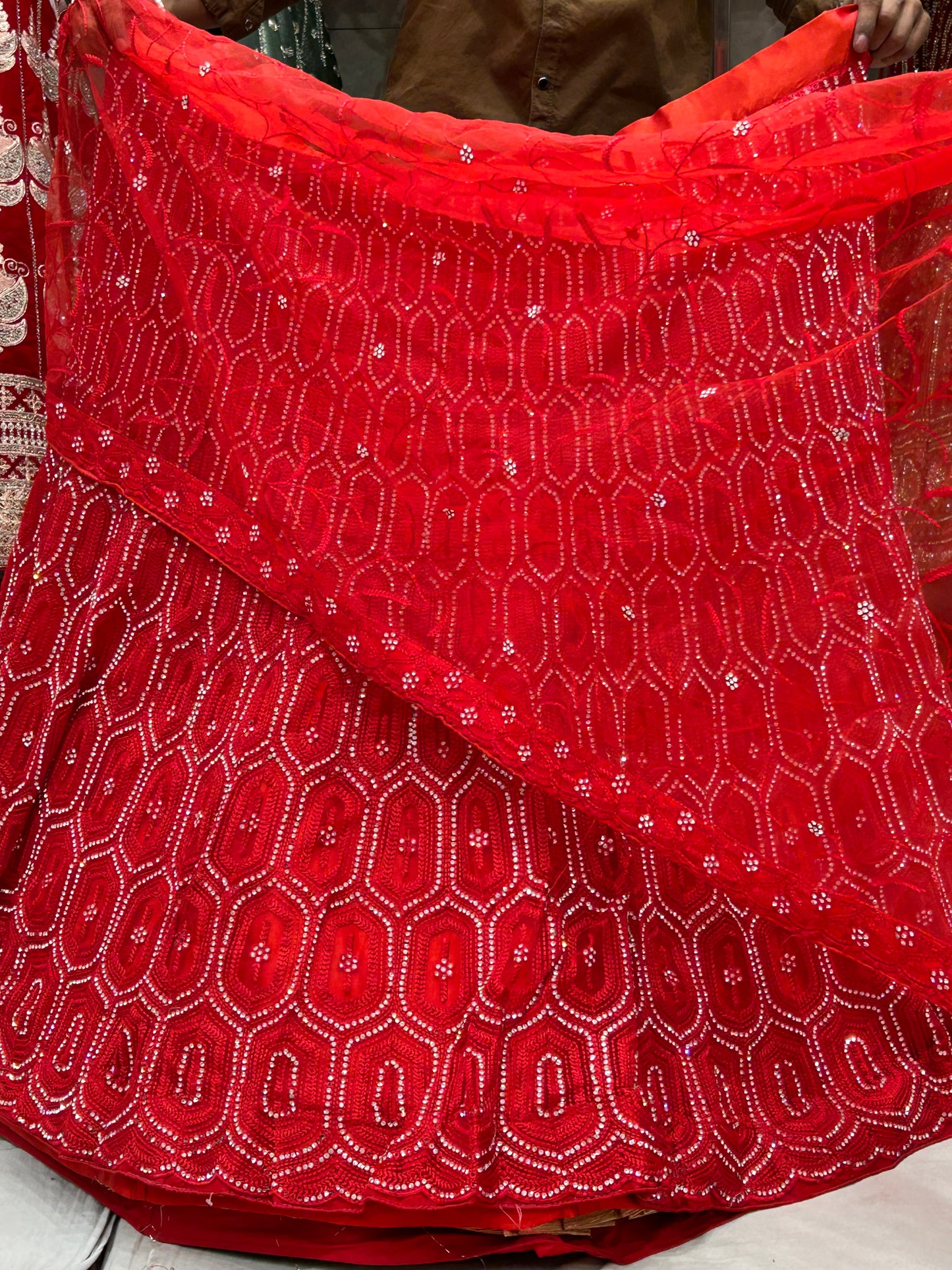 Tremendous red partywear lehenga