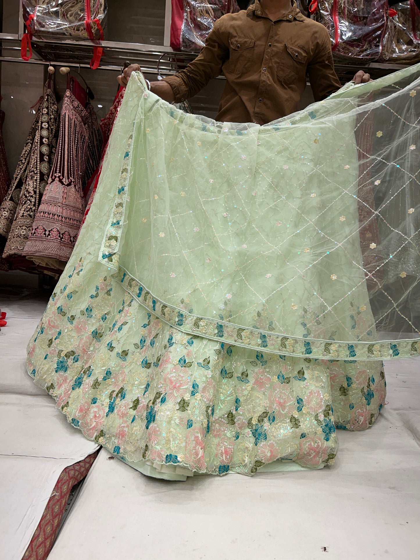 Beautiful green partywear lehenga