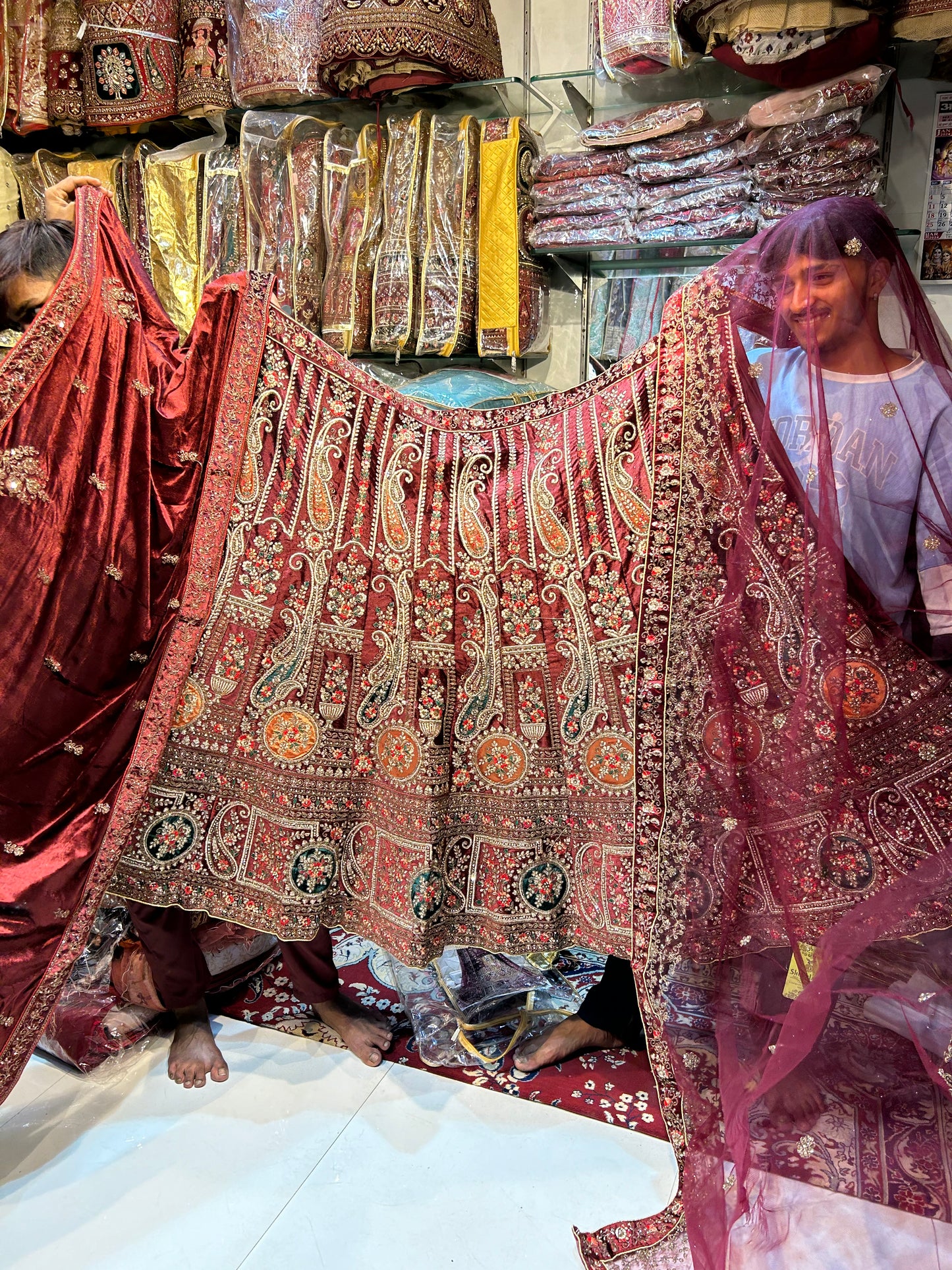 Peacock Red bridal lehenga