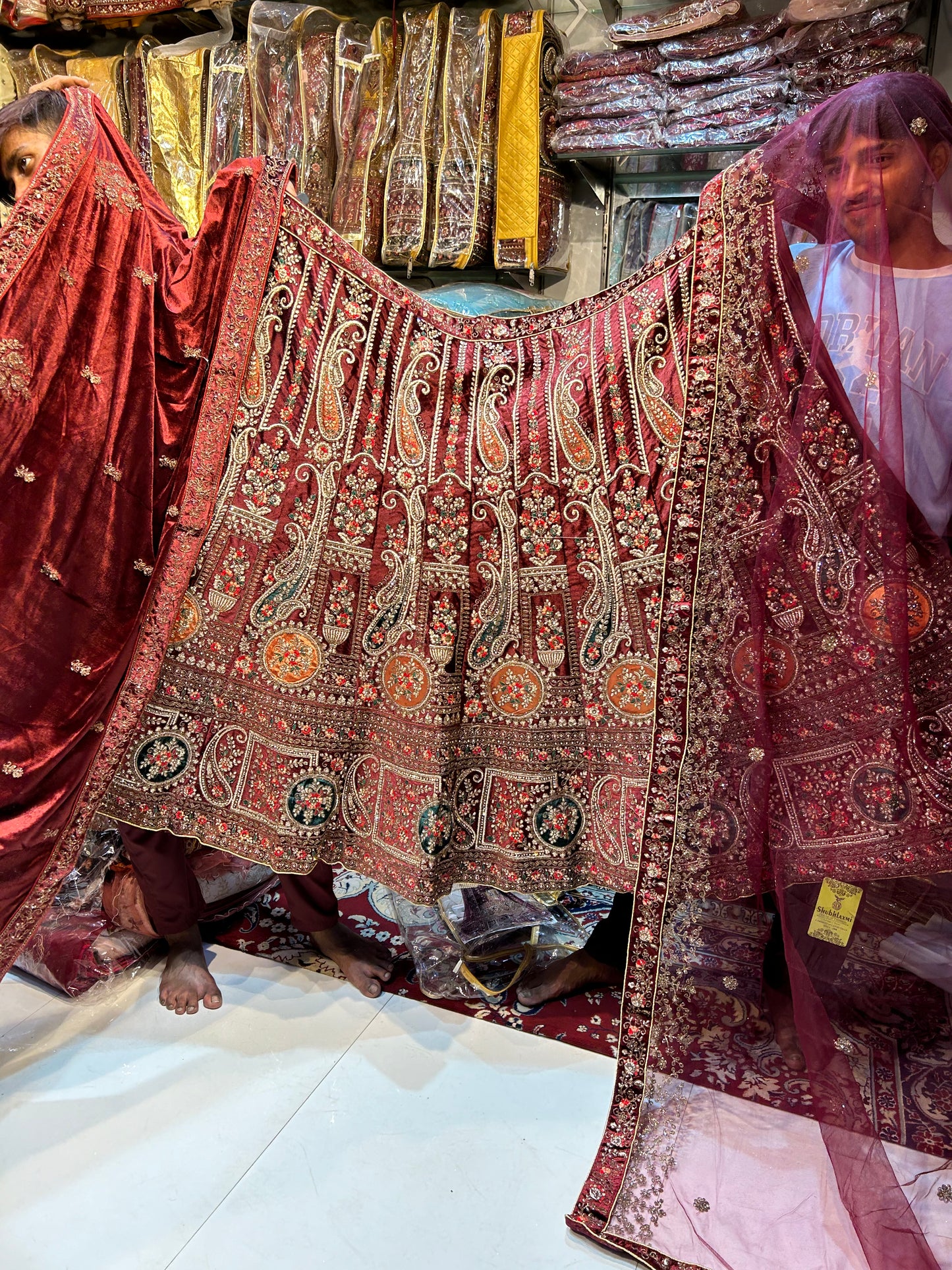 Peacock Red bridal lehenga