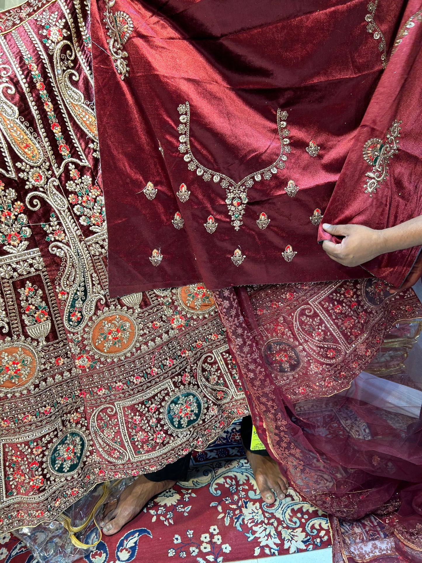 Peacock Red bridal lehenga