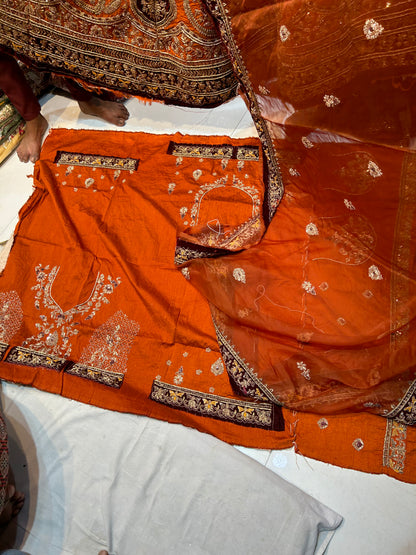 Eye catching orange Handwork lehenga