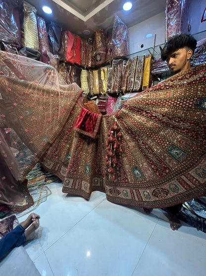 Eye catching peacock bridal lehenga