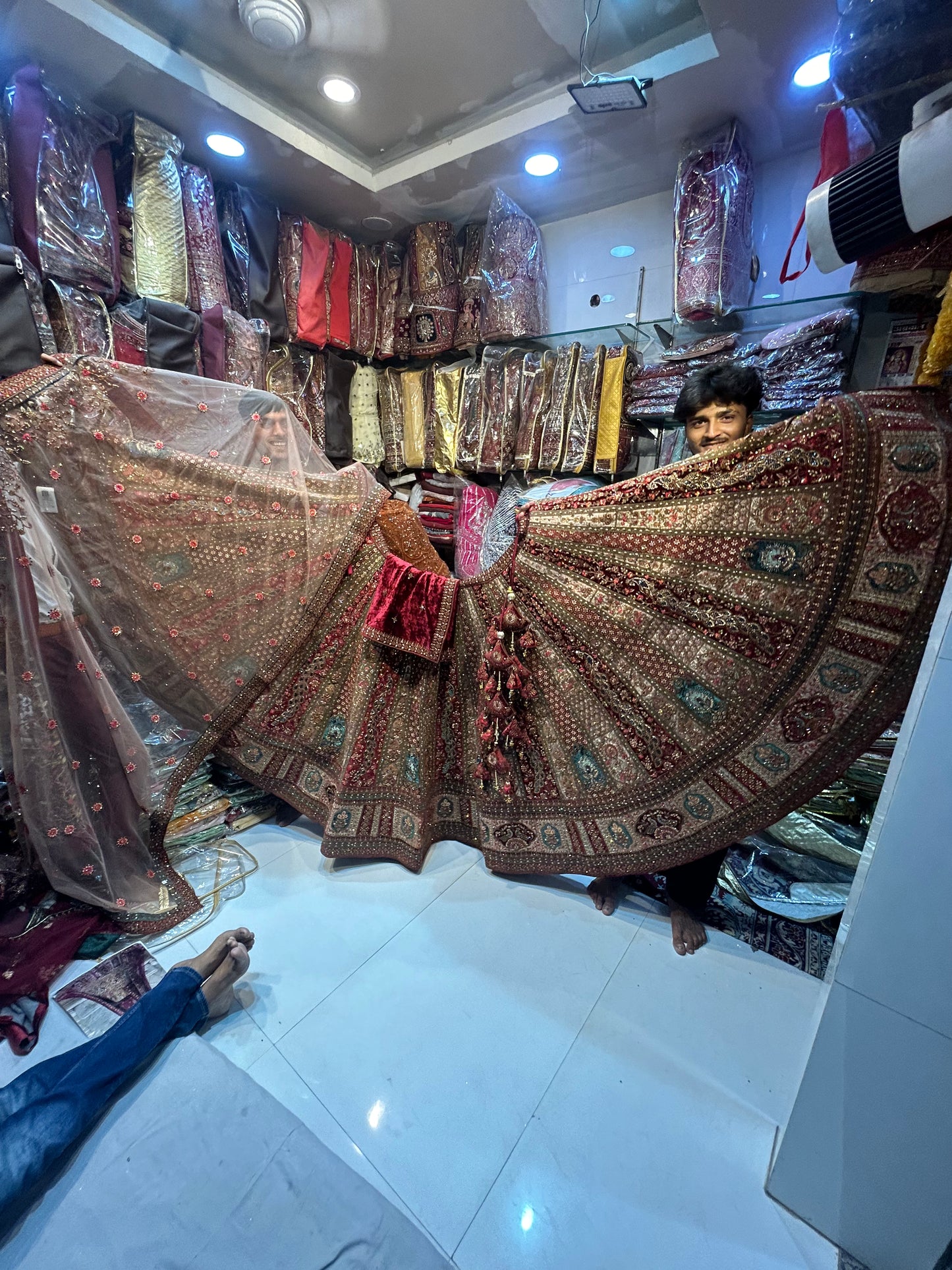 Eye catching peacock bridal lehenga