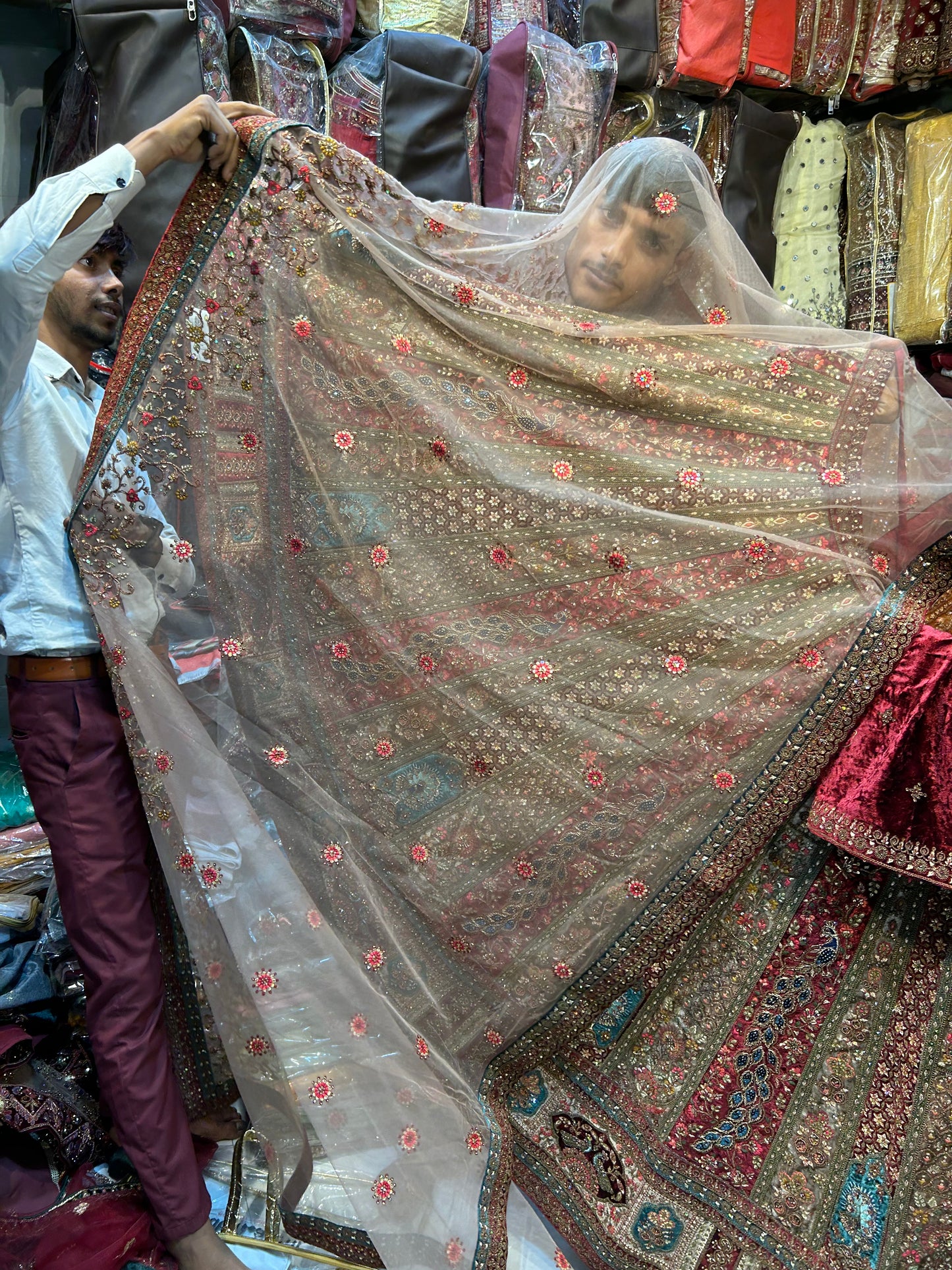 Eye catching peacock bridal lehenga