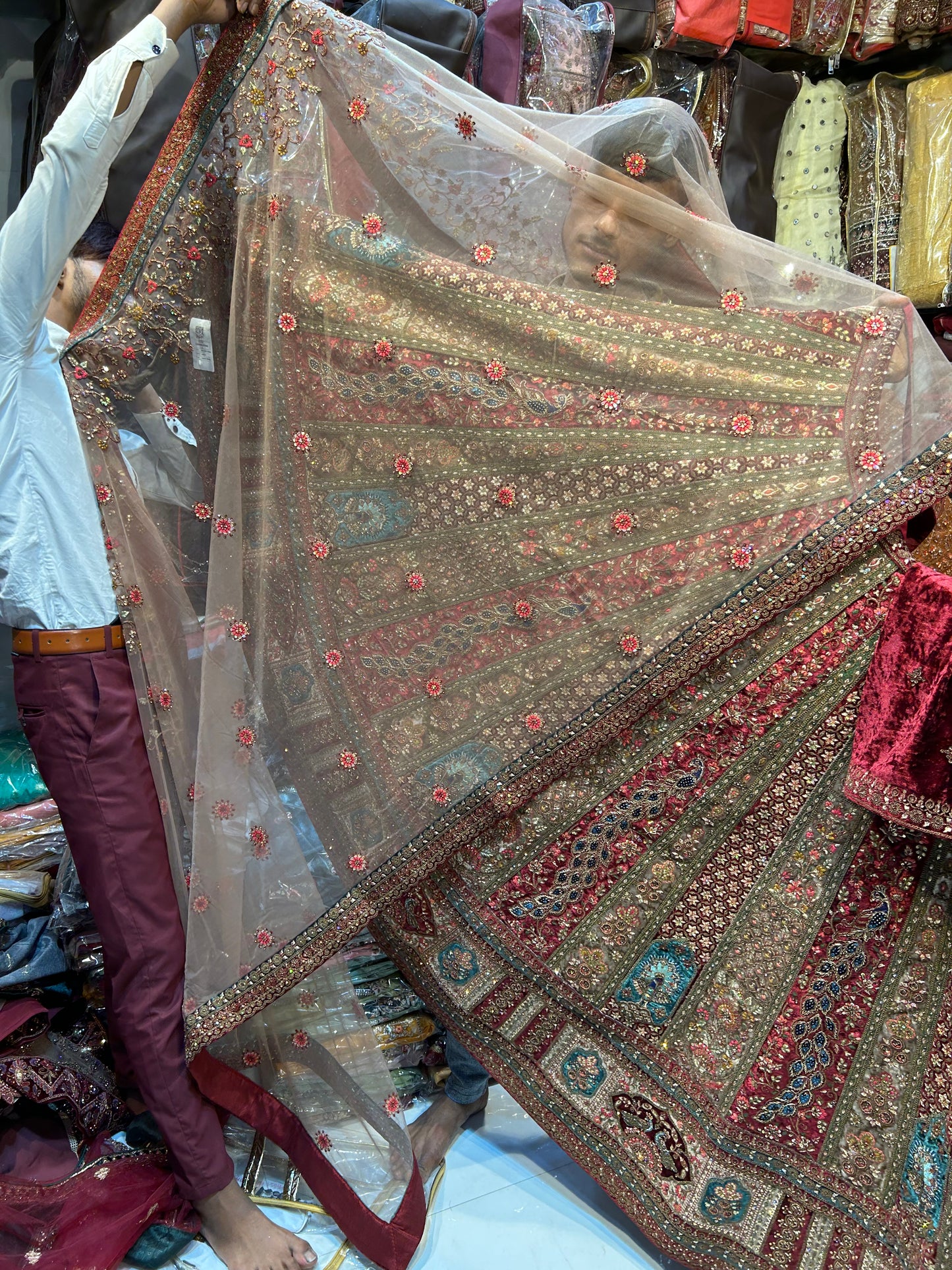 Eye catching peacock bridal lehenga