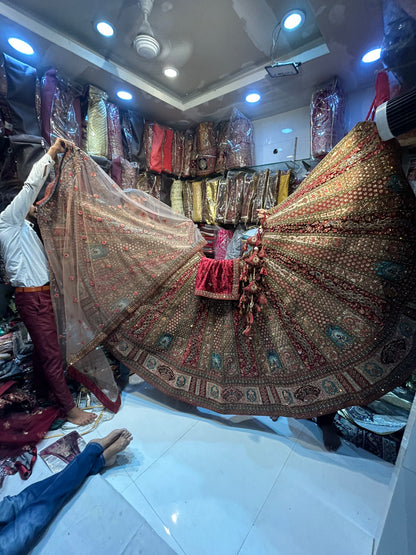 Eye catching peacock bridal lehenga