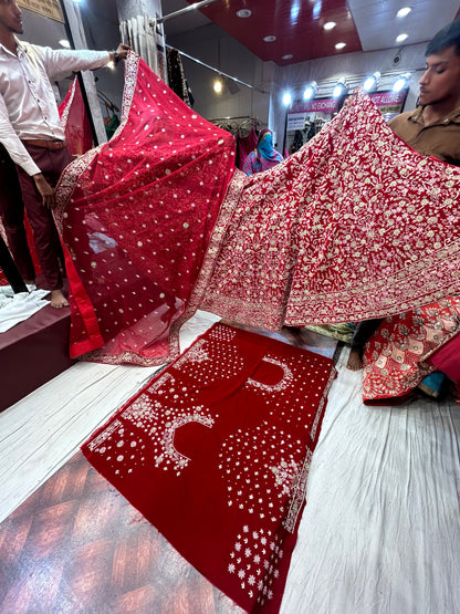 Fantastic Red handwork lehenga