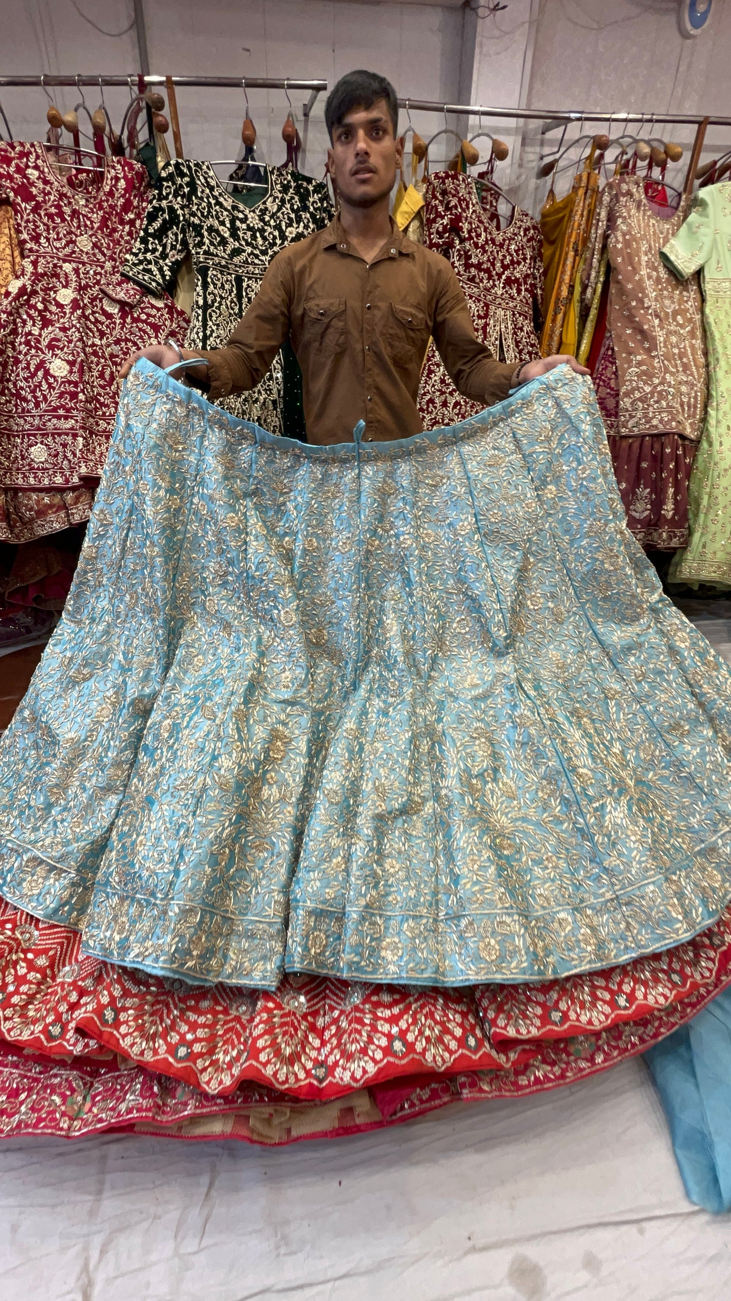 Bluish Designer Handwork Zardozi Lehenga