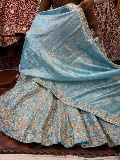 Bluish Golden Designer Lehenga