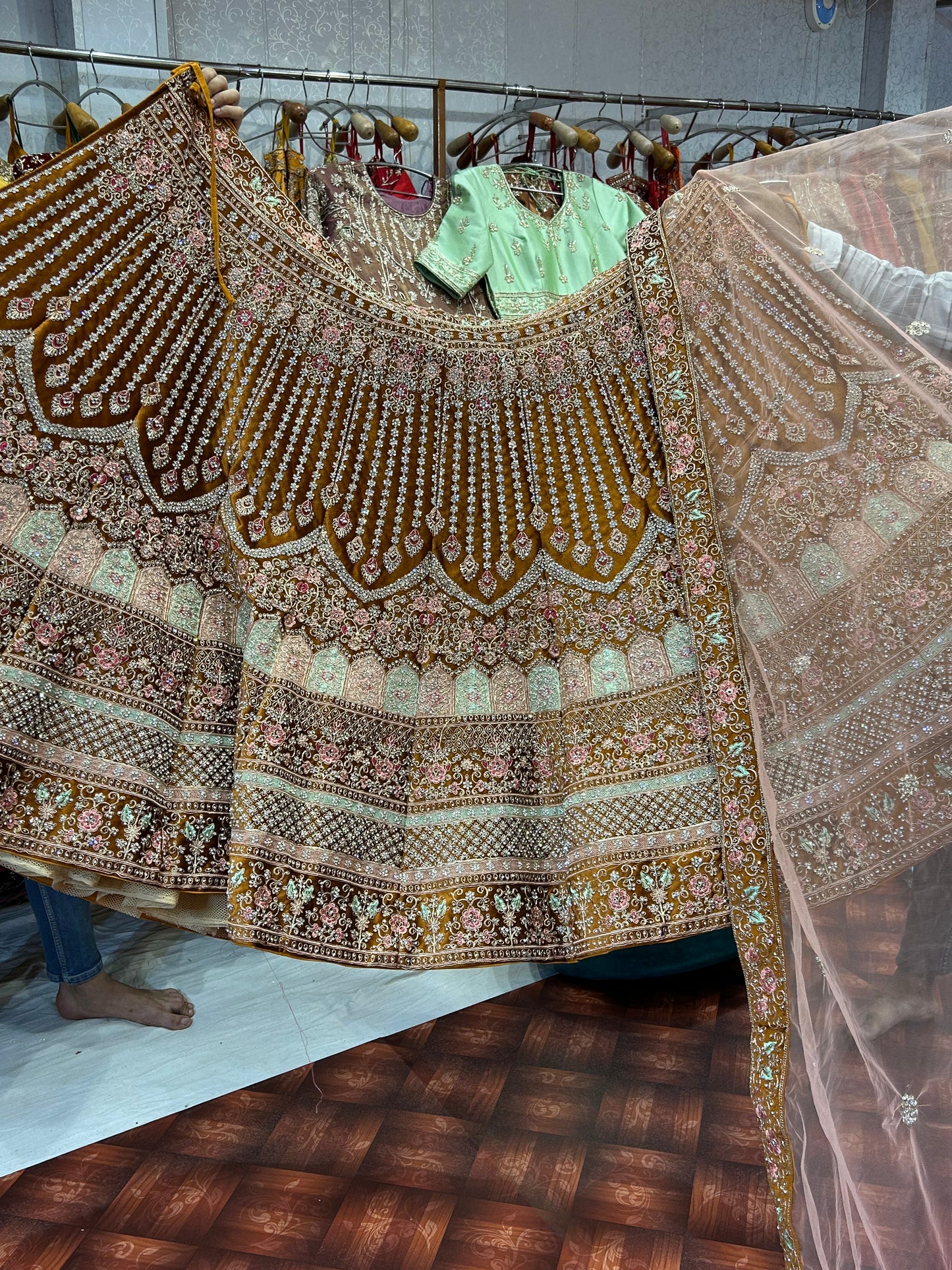 Mustard Jhumka Lehenga