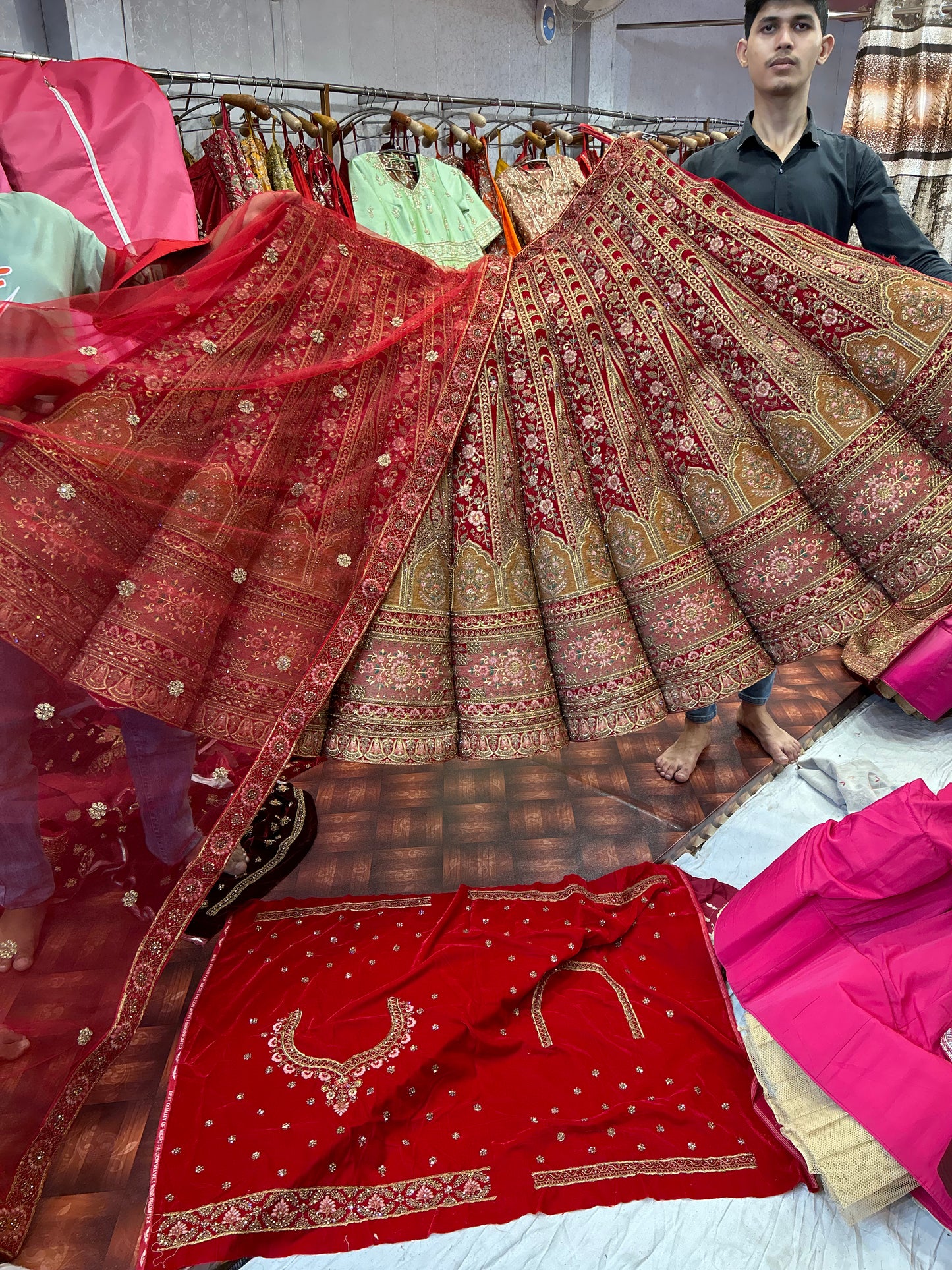 Tremendous bridal red ball lehenga