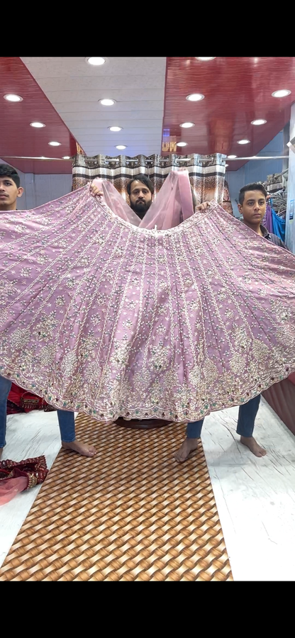 Baby pink Silk handwork Lehenga