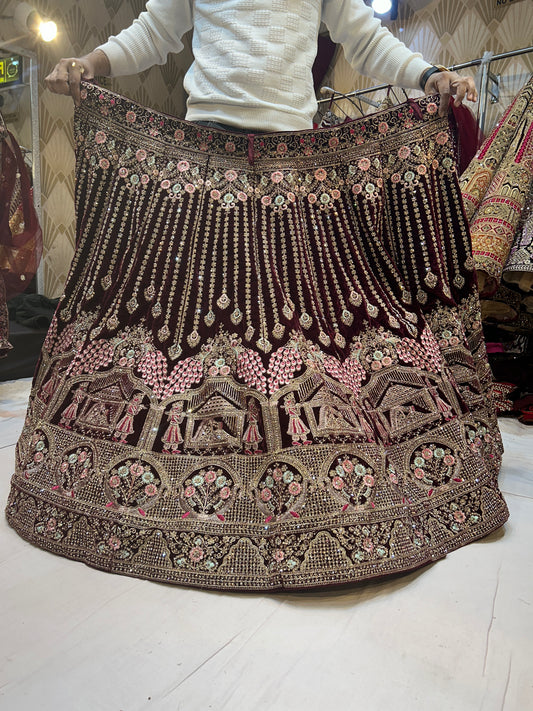 Fabulous Doli Barat Meroon violet Lehenga