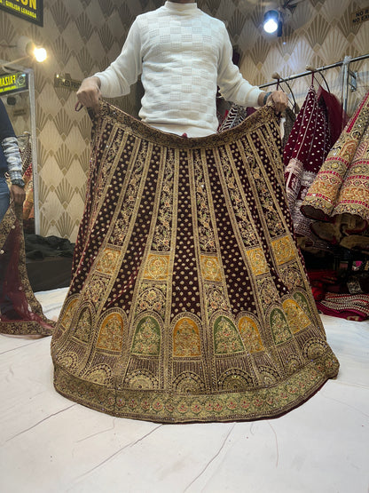 Amazing Meroon Golden Lehenga 💖