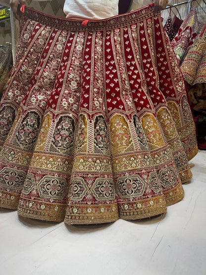 Trending Red golden bridal Lehenga  💖