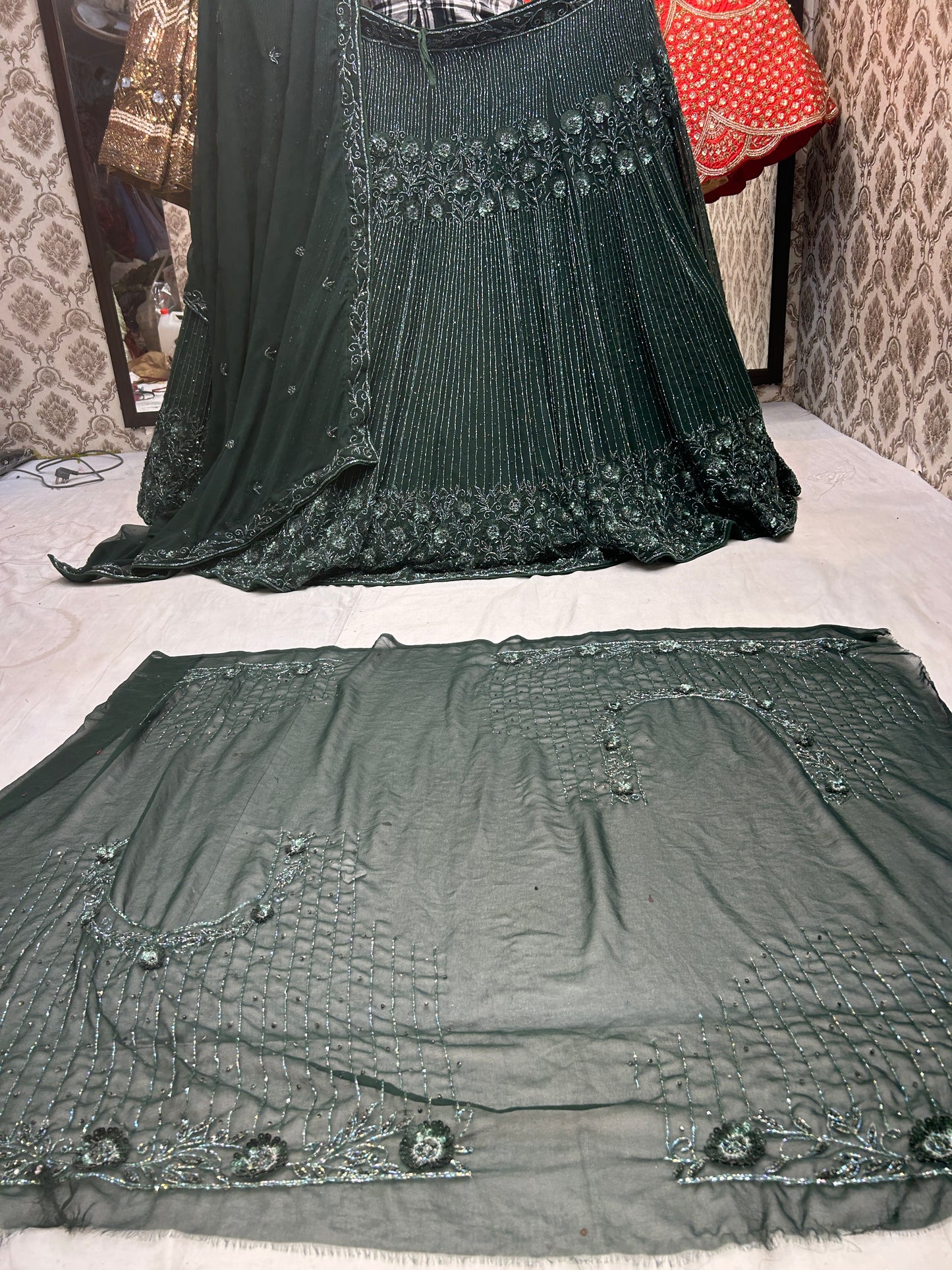 Rama green colour lehenga