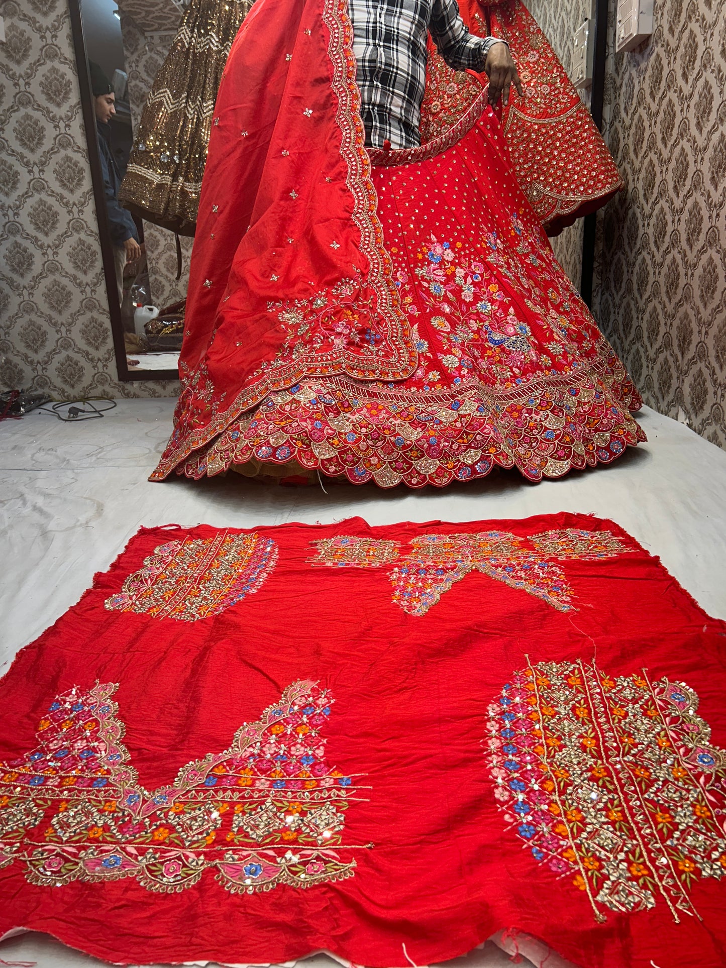 Wonderful Handwork Red Lehenga