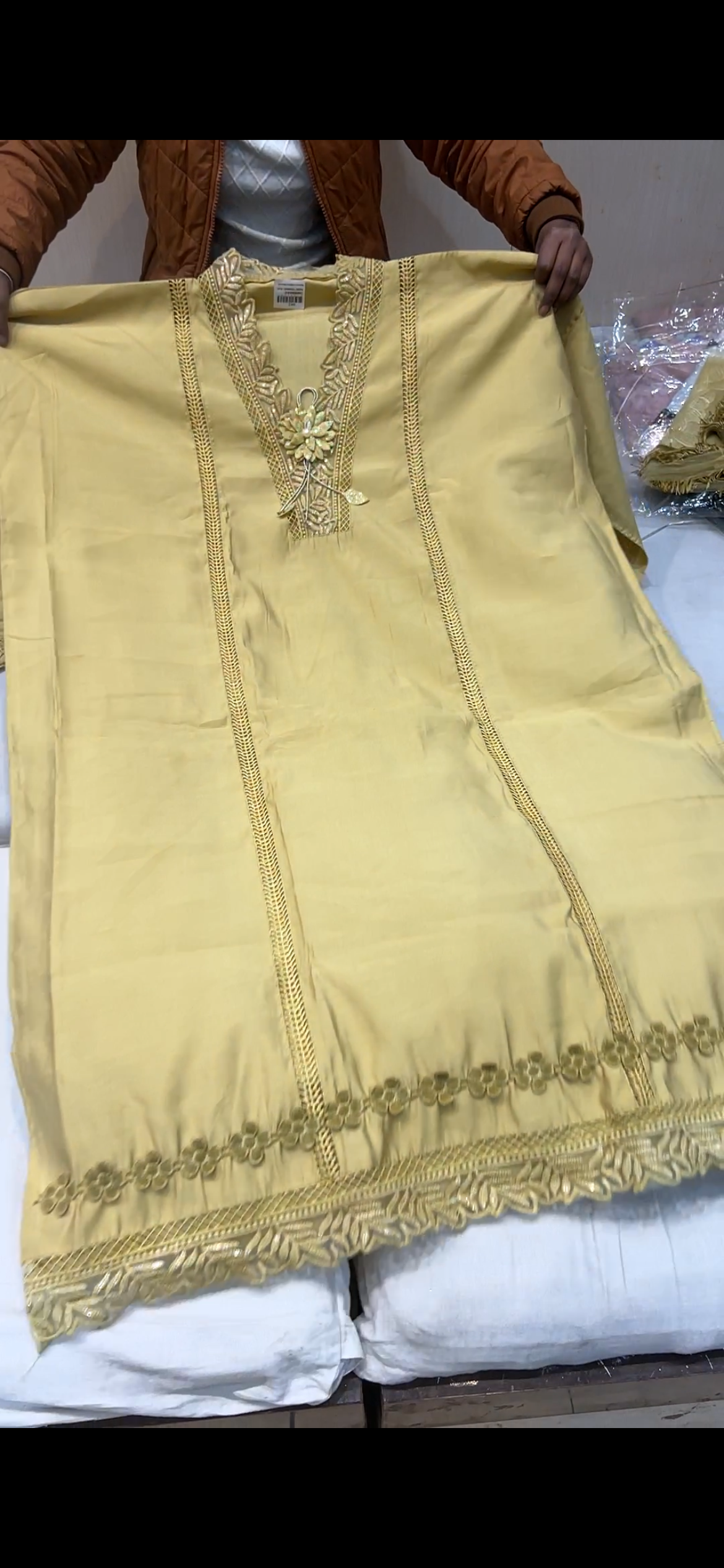 Light Yellow mustard tone Fancy women Unstitched Suit