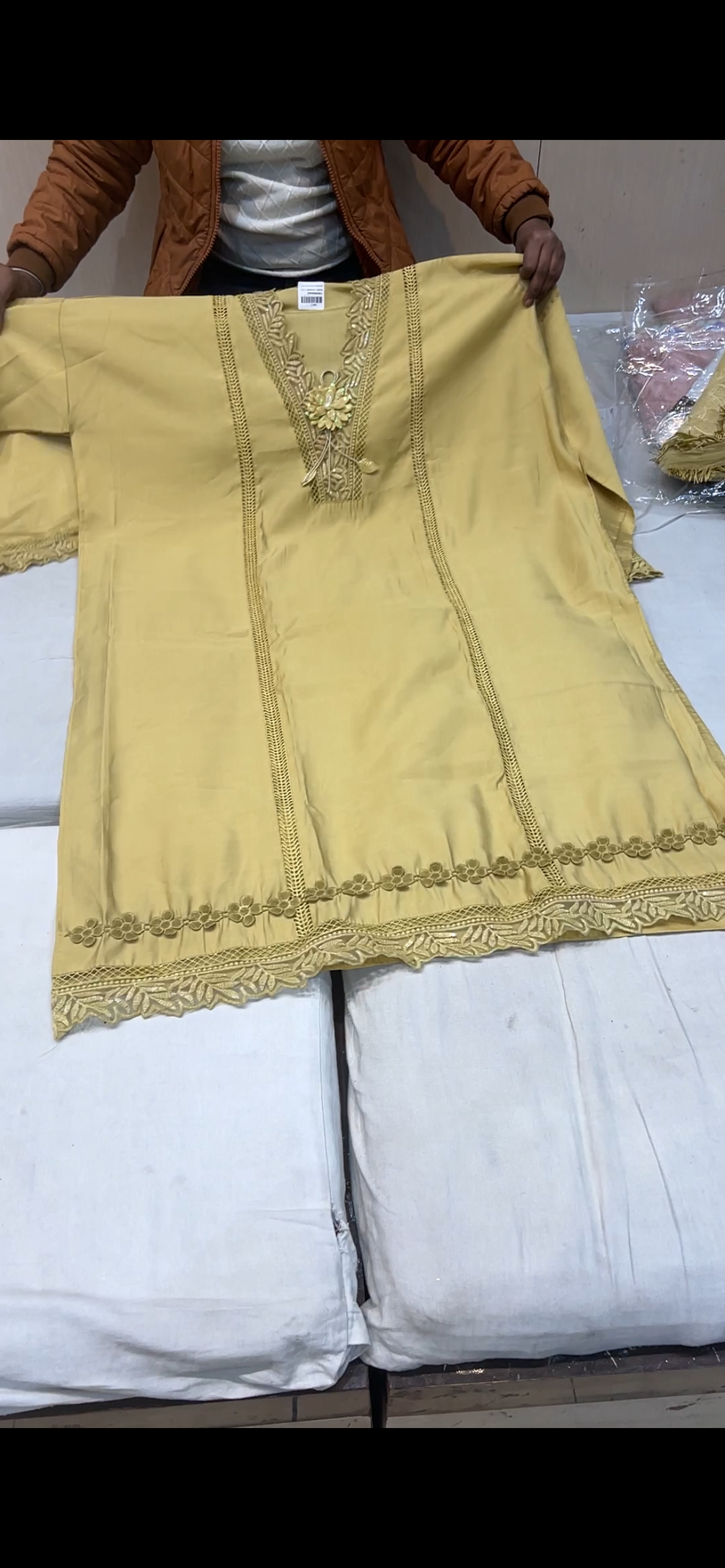 Light Yellow mustard tone Fancy women Unstitched Suit