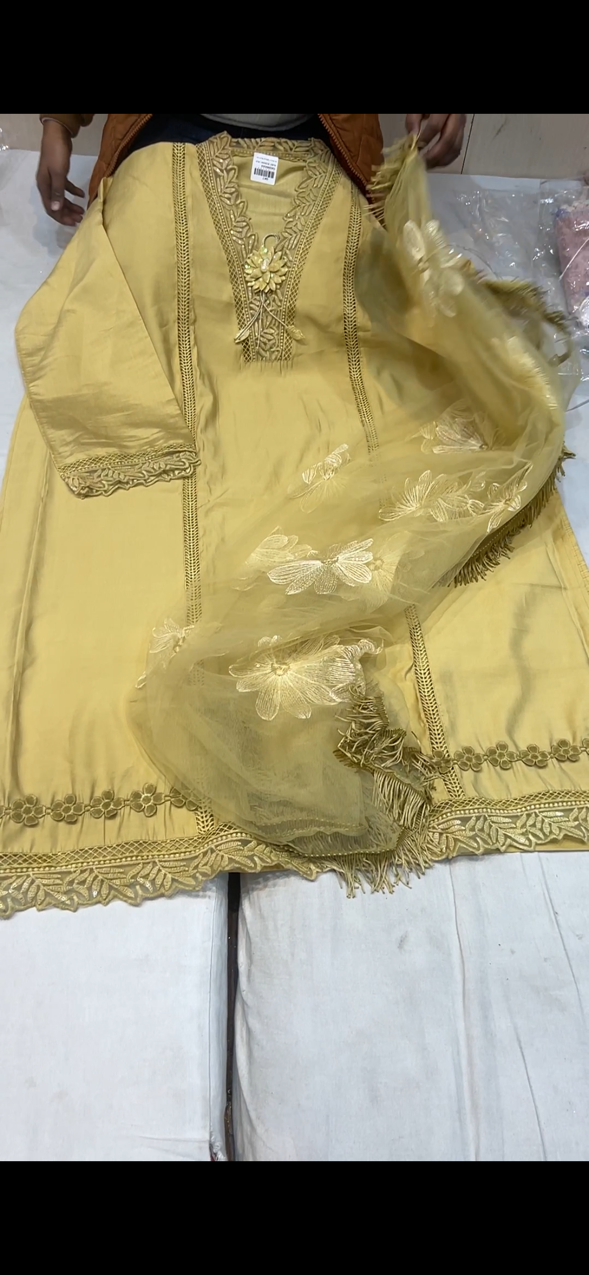 Light Yellow mustard tone Fancy women Unstitched Suit