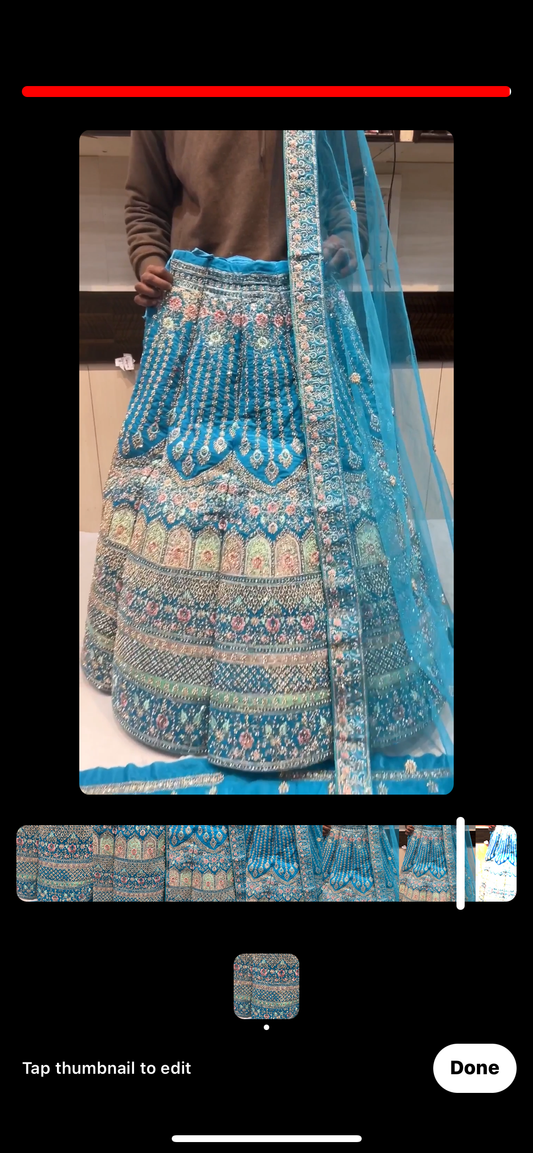 Lehenga azul cielo de niña