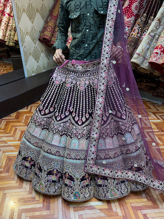 Preciosa lehenga color granate