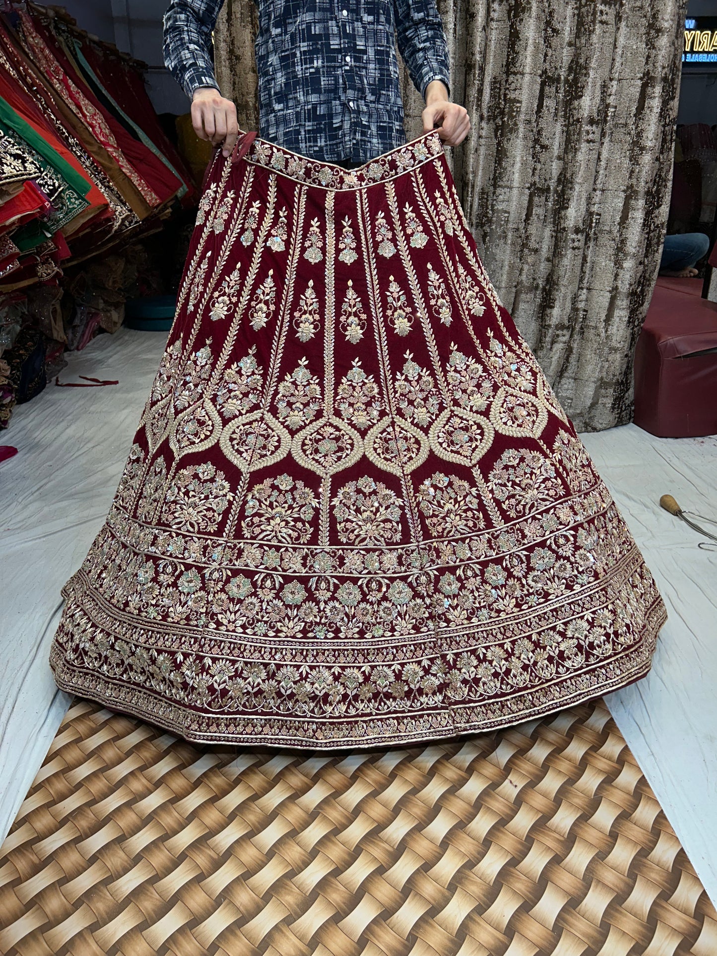 Beautiful handwork maroon Red lehenga